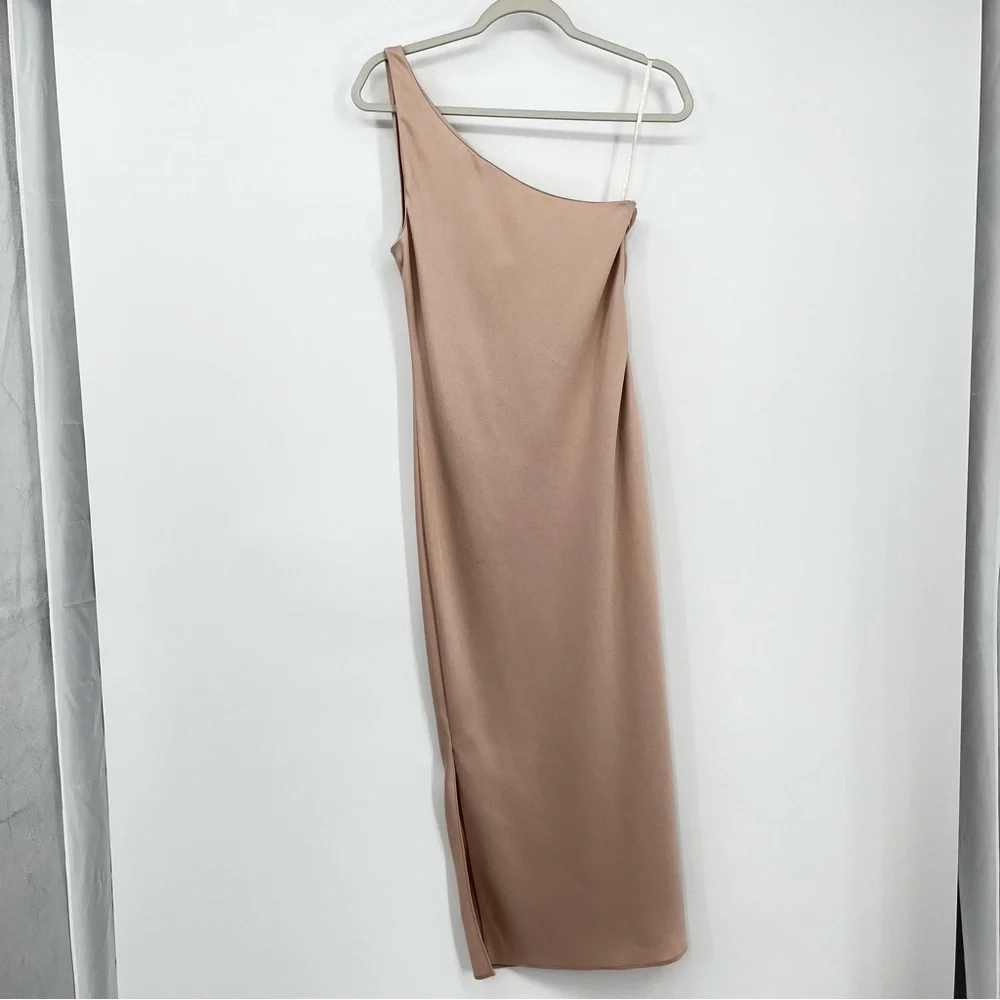 BHLDN Audrie One-Shoulder Midi Dress Size 6 in Oyster